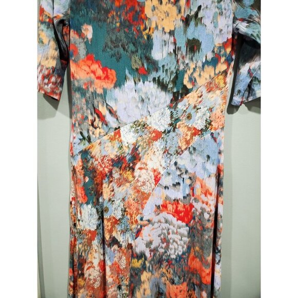 Soft Surroundings Nanette Watercolor Half Sleeve Scoop Neck Maxi Dress Sz Small - Picture 5 of 14